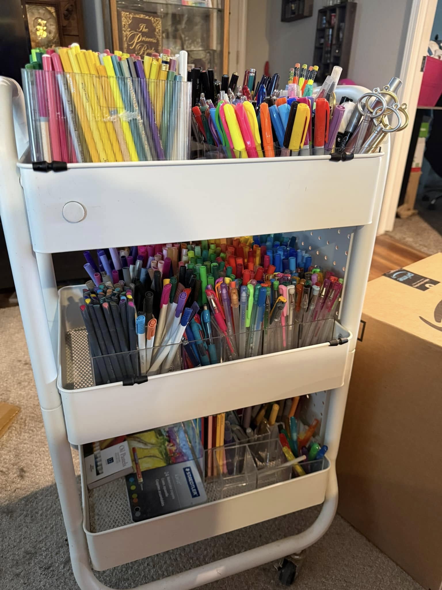 pencils, pens, markers